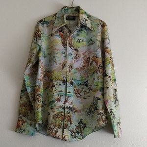 Vintage Western Button Up Dress Shirt